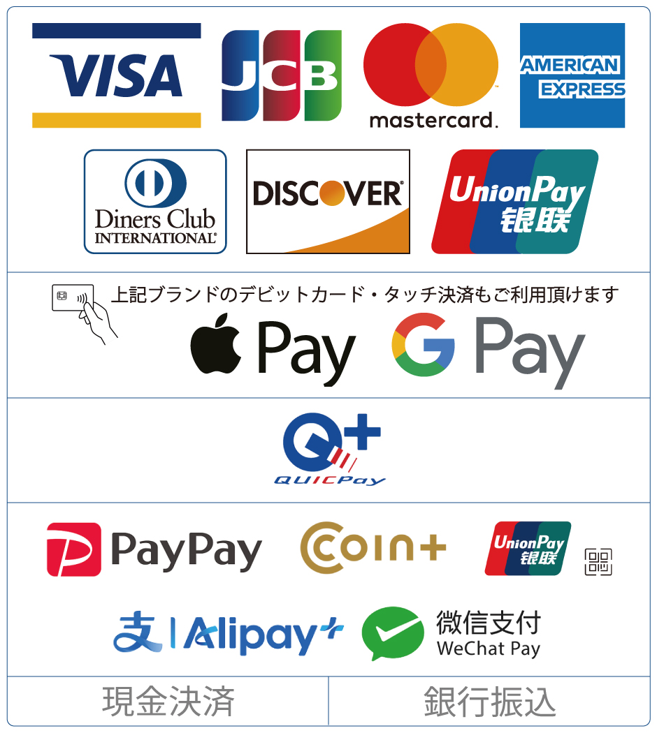 ご利用いただけるクレジットカードブランド