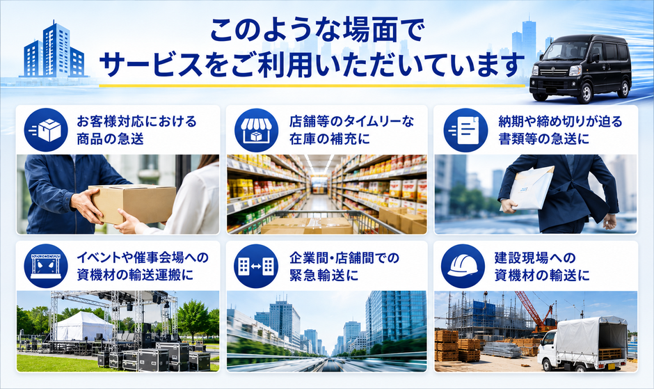このような場面でサービスをご利用いただいています